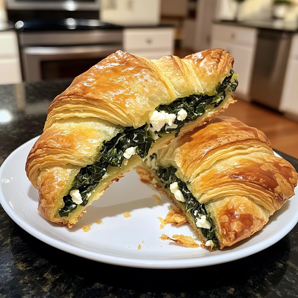 Healthy Spinach and Feta Croissant