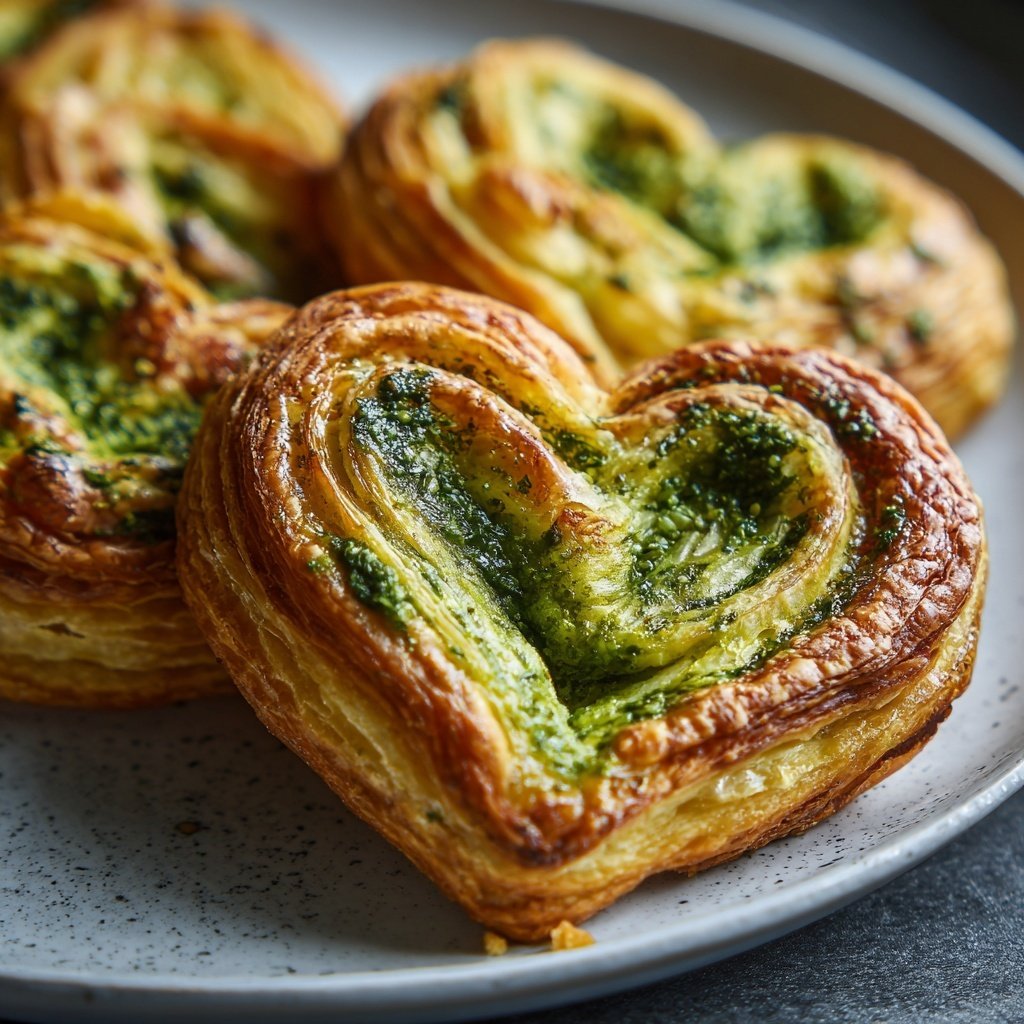 Puff Pastry Hearts with Pesto