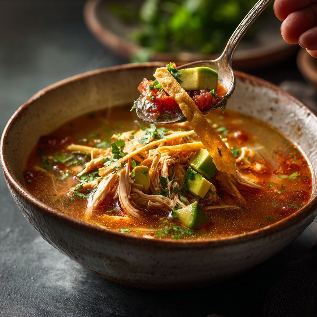 Shredded Chicken Tortilla Soup