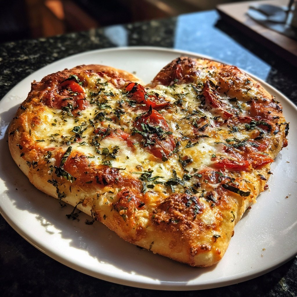 Heart-Shaped Pizza with Mozzarella