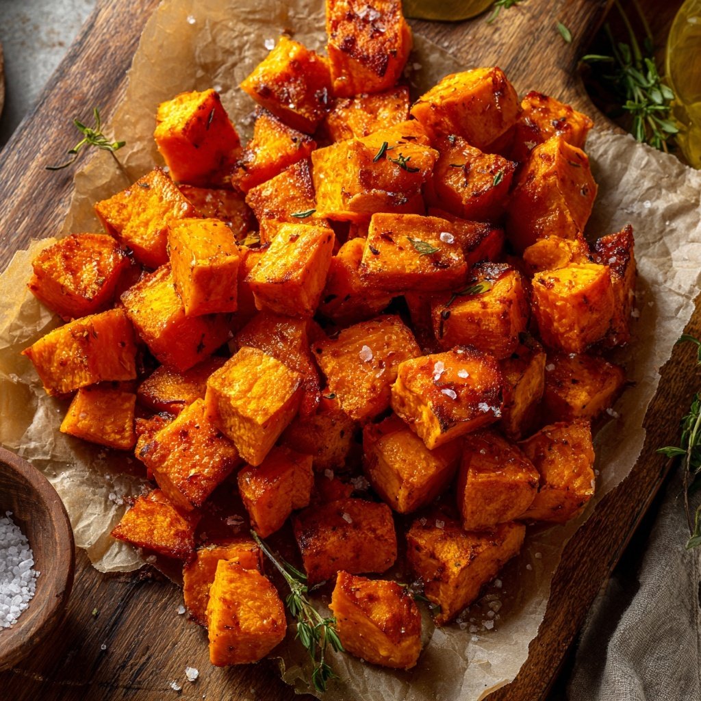 Roasted Sweet Potato Cubes