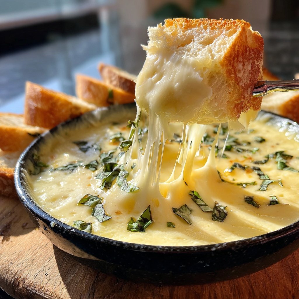 Fondue with Mozzarella and Basil